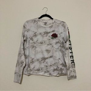 Hollister White Tie Dye Rose Long Sleeve
